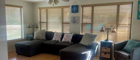 Smart TV, fireplace, video games, table football