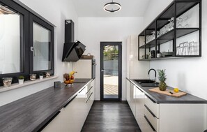 Fridge, oven, stovetop, dishwasher