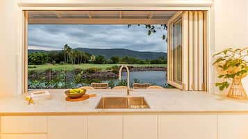 Villa, 3 Bedrooms, Lagoon View | Private kitchen | Full-sized fridge, microwave, oven, stovetop