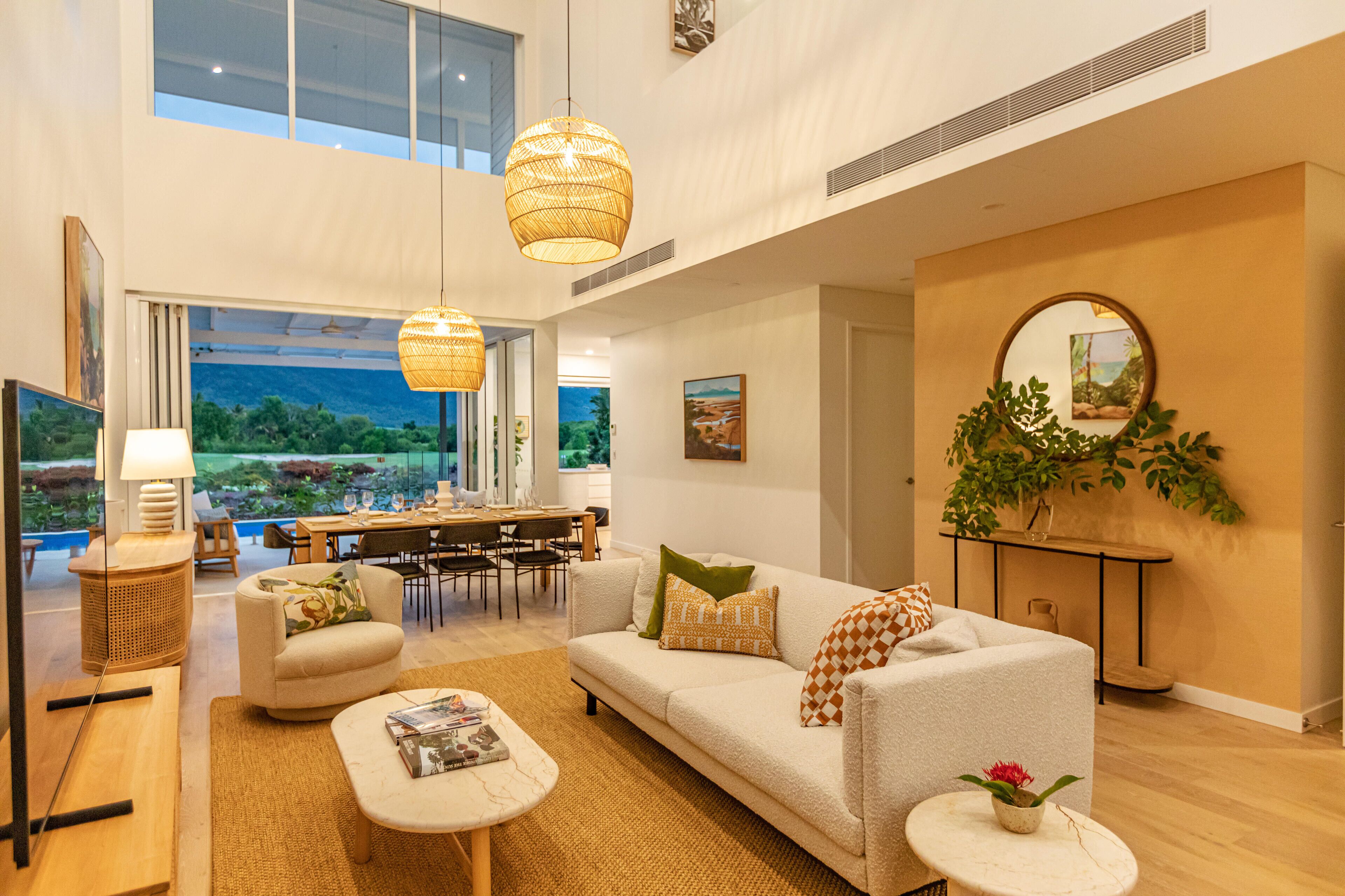 Villa, 3 camere da letto, vista laguna | Area soggiorno | TV a schermo piatto