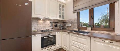 Fridge, oven, stovetop, dishwasher