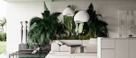 Outdoor pool, pool loungers