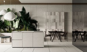 Kylskåp, mikrovågsugn, diskmaskin och kaffe- och tebryggare