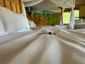 Desk, laptop workspace, iron/ironing board, bed sheets - Eco Mara Tented Camp  (Maasai Mara)