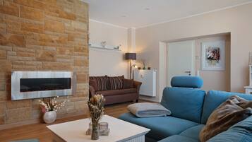 TV, fireplace