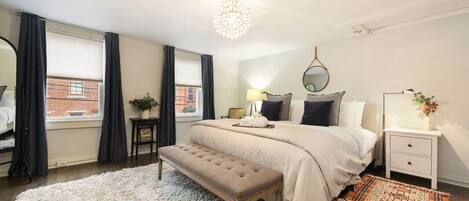 1 bedroom, desk, iron/ironing board, travel cot