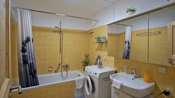 Hair dryer, towels, toilet paper