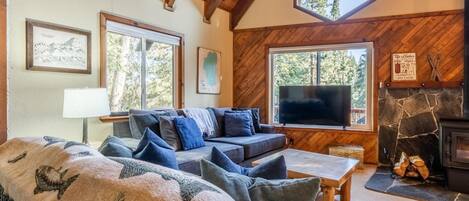 TV, fireplace, DVD player, stereo