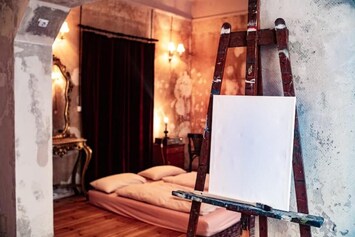 One of many sleeping arrangements in an artistic environment!