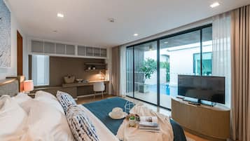 4 habitaciones, ropa de cama de alta calidad y escritorio
