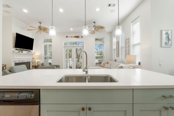 Full-size fridge, microwave, oven, stovetop - 30A Beach House - Karma is a Beach (Santa Rosa Beach)