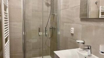 Hair dryer, towels, toilet paper