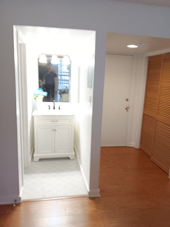 Interior. Comfy Corner, a comfortable 2nd floor large one room condo in Fairfield Harbour.