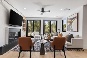 TV, fireplace, offices