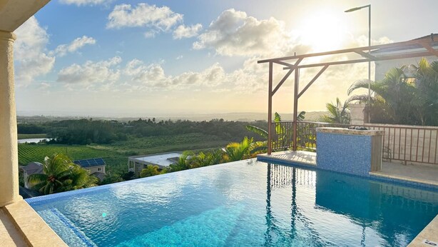 A swimming pool with a view of a lush landscape and a distant horizon. - Feel like when you're at home.
12462311839 (All Regions)