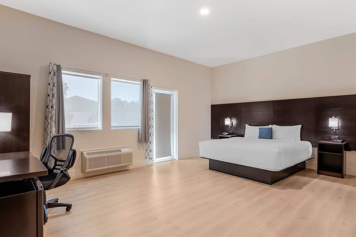 Room, 1 King Bed, Roll-in Shower, Non Smoking (Balcony, Garden Side) | Premium bedding, down comforters, pillowtop beds, desk