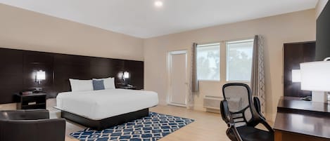 Premium bedding, down comforters, pillowtop beds, desk