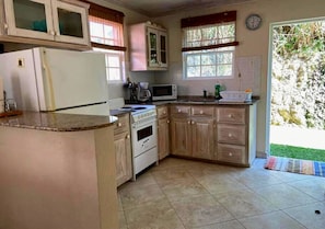 Frigorífico, microondas, horno y placa de cocina