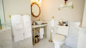 Hair dryer, shampoo, toilet paper