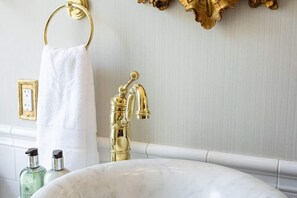 Hair dryer, shampoo, toilet paper