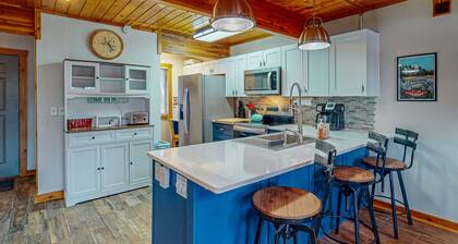 Tranquil & sunlit lake retreat with pool, fire pit, & views - near skiing & golf