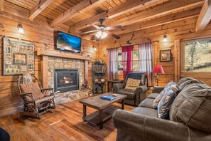 Televisie, een open haard en videospelletjes