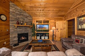 Una Smart TV, una chimenea, videojuegos, un reproductor de DVD