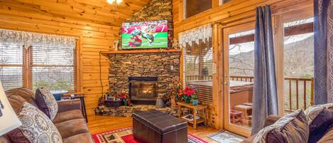 Smart TV, fireplace, video games