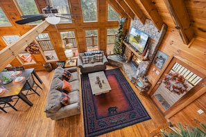 Smart TV, fireplace, video games, foosball