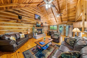 Fernseher, Kamin, DVD-Player