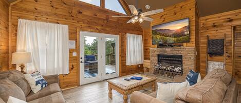 TV connectée, cheminée, jeux vidéo