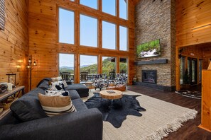 Smart TV, fireplace, video games, DVD player