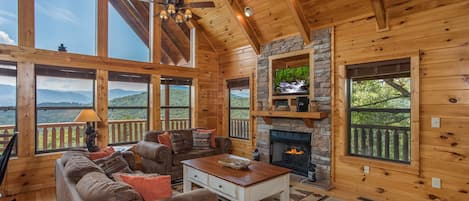 Smart TV, fireplace, video games