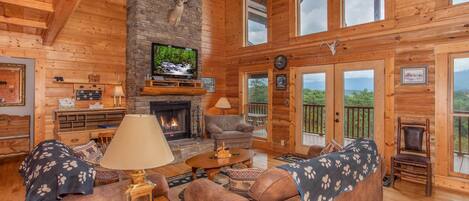 Smart TV, chimenea, reproductor de DVD