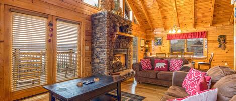 TV connectée, cheminée, jeux vidéo, lecteur de DVD