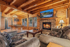 Smart TV, fireplace, video games