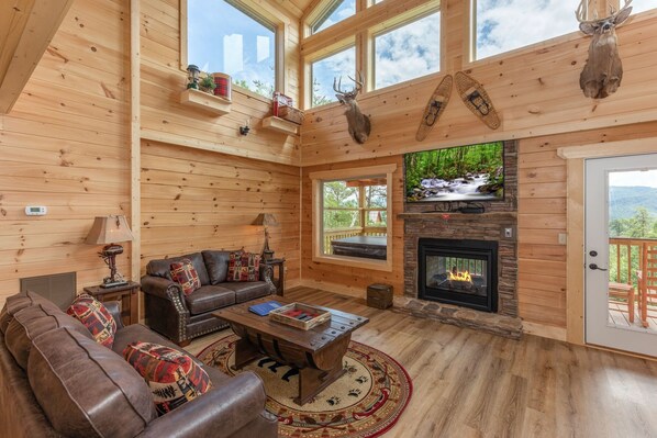 Smart-tv, eldstad, tv-spel och dvd-spelare