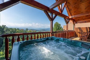 Outdoor spa tub - 1 Above The Smokies - Luxury Cabin with Views (SEVIERVILLE)