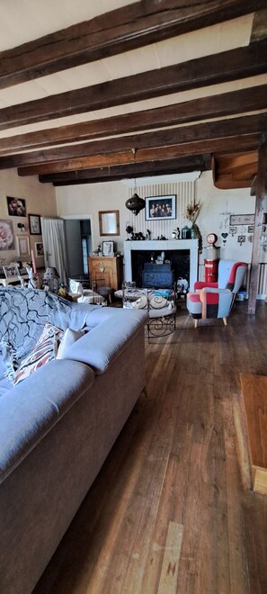 TV, fireplace