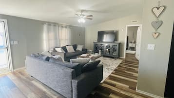 Smart TV, DVD player, books, video library
