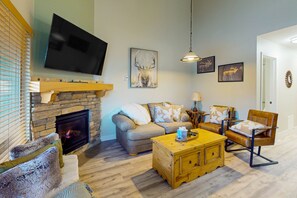 Televisie en een open haard