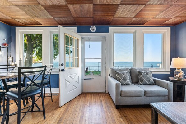 TV connectée, cheminée, livres