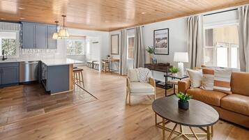 Smart TV, foosball, books, music library