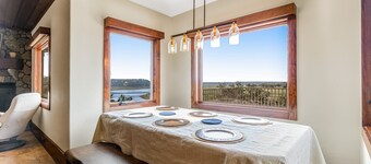 Stunning lakefront home with balcony, AC, W/D, & incredible views