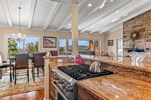 Fridge, microwave, oven, stovetop - Modern home with ocean views, wood fireplace, & chef's kitchen - dog-friendly (Santa Barbara)