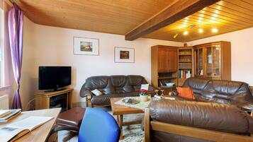 Tv, ett bordtennisbord och en stereo