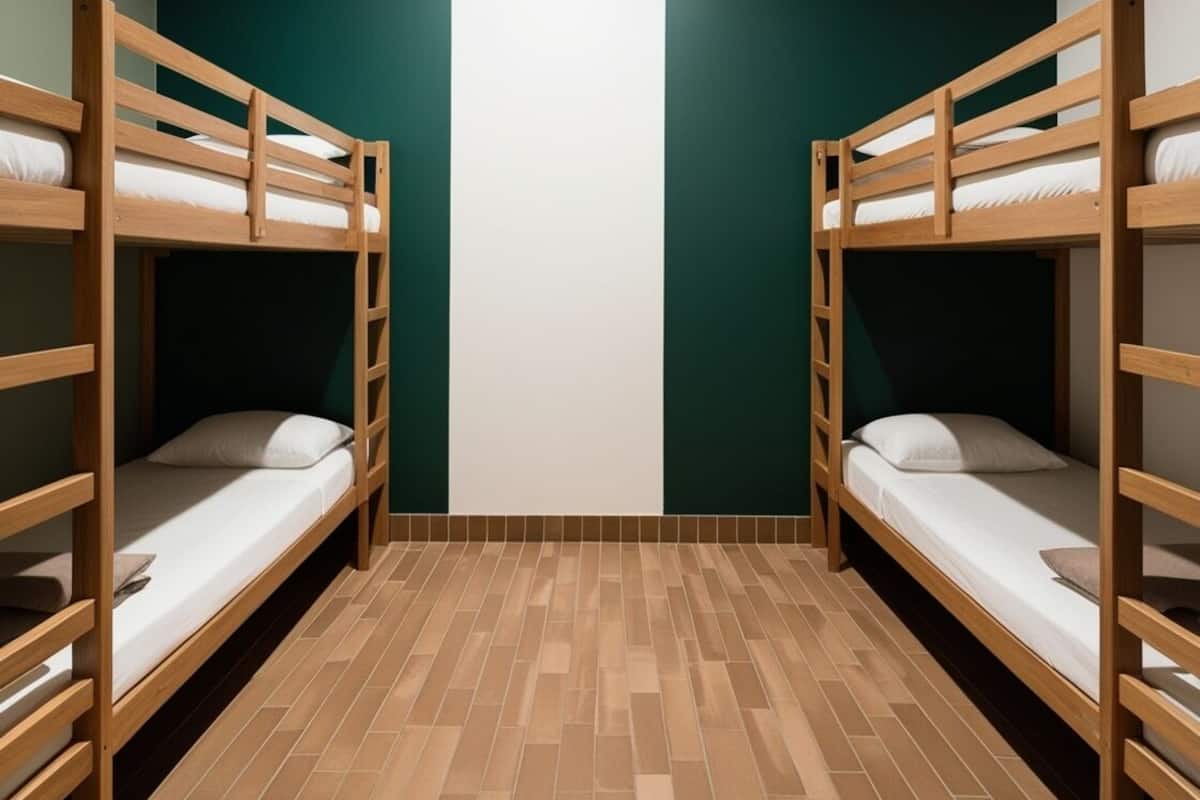Economy slaapzaal, gemengde slaapzaal, gedeelde badkamer | Luxe beddengoed, individueel gedecoreerd, een bureau, een laptopwerkplek