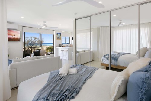 Beachfront Studio with Balcony & Stunning Views