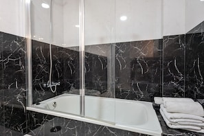 Hair dryer, bidet, towels
