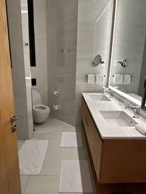 Dusche, Haartrockner, Bidet, Handtücher